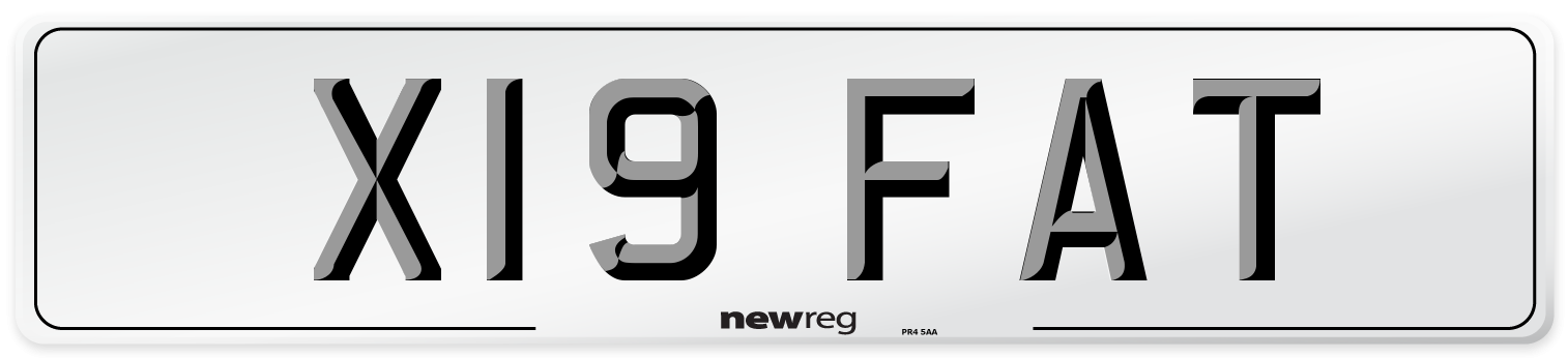 X19 FAT Number Plate from New Reg